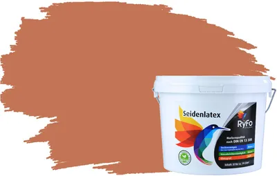 Produktbild von RyFo Colors Seidenlatex Trend Orangetöne Terracotta 3l - bunte Innenfarbe, weitere Orange Farbtöne und Größen erhältlich