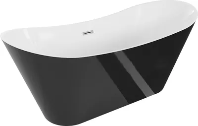 Produktbild von Mexen Celia freistehende Badewanne 170 x 75 cm, weiß/schwarz, Überlauf chrom - 52331707575-01
