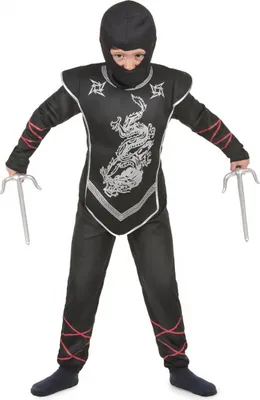 Immagine prodotto di Costume da ninja mistico per bambini guerriero nero-argento - 134/140 (10-12 anni)