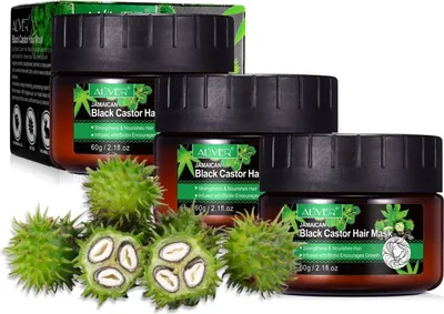 Image de Masque capillaire Soin capillaire cheveux secs frisés colorés ricin Bio Vegan, 3x 60g