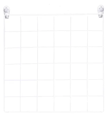 Zdjęcie produktu dla Organizer ścienny z drutu, siatka żelazna, półka do przechowywania w domu, półka do zawieszania i eksponowania zdjęć, 30 x 30 cm, biały