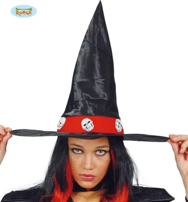 Produktbild von schwarzer Hexen Hut mit Haar Zopf für Damen