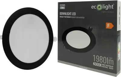 Zdjęcie produktu dla Oprawa wpuszczana okrągła czarna 22 cm wbudowany LED 18W Downlight Ecolight EC20465