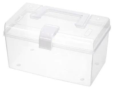 Image de Boîte de rangement transparente, récipient portable polyvalent avec poignée, idéal pour le bureau à domicile