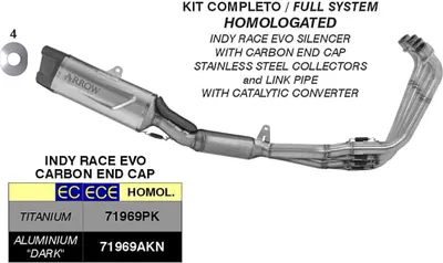 Produktbild von Vollständige ARROW-Abgasanlage homologiert Indy Race Evo Aluminium Honda CBR 650 R