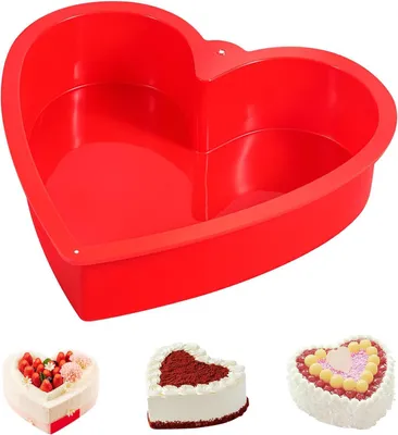 Produktbild von Silikon-Backform – Feste Kuchenform – Zum Backen von Kuchen – Antihaftbeschichtung – 25 cm Durchmesser – Rot