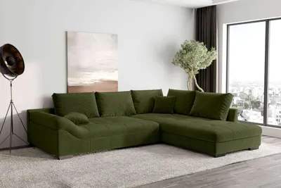 Produktbild von 99rooms Terra Ecksofa Cordstoff POSO Olive Rechts ohne Schlaffunktion