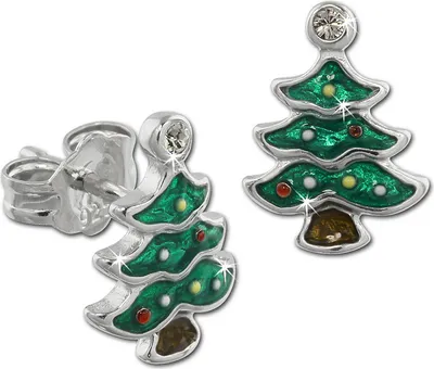 Produktbild von Teenie-Weenie Ohrstecker Kinder Silber grün Weihnachtsbaum Ohrringe SDO613G