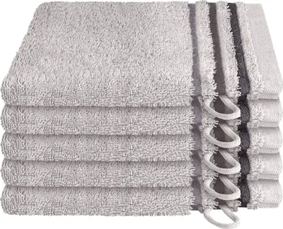 Produktbild von Schiesser Frottier Waschhandschuh Skyline Color im 5er Set | 100% Baumwolle aus nachhaltiger Produktion | saugstark, weich, farbecht | 16x22cm | Hellgrau