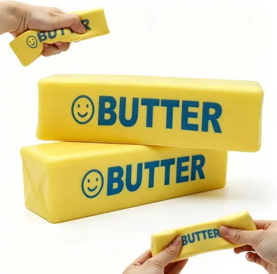 Productafbeelding van Boterknijpspeeltjes - Set van 2 - Zacht - Knijpspeeltje - Antistressspeeltje