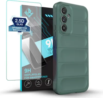 Produktbild von Handy Hülle für Samsung Galaxy A54 5G mit 9H Displayglas Displayschutz Plus Grip Case Cover Schutzhülle Softgrip Farbe: Grün