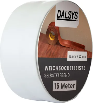Produktbild von Dalsys Weichsockelleiste selbstklebend Grau 15m Klebeleiste, Abschlussleiste für Fugen in Wohnbereich, Küche, Bad, aus PVC Kunststoff