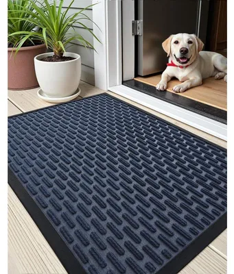 Productafbeelding van Buitenmat 60 x 90 cm, blauw. Vuilvanger, antislip, wasbaar, rechthoekig