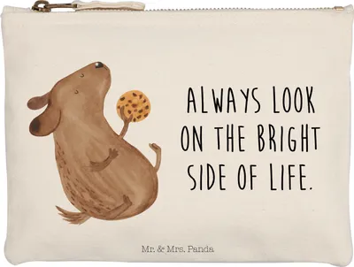 Produktbild von Mr. & Mrs. Panda Federtasche Hund Keks Größe M - Weiß - Geschenk, Kosmetiktasche, Optimistisch, Hundekekse, Hundeleckerli, Kulturbeutel, Beauty Bag, Leckerli, Sprüche