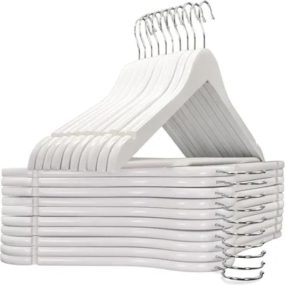 Productafbeelding van Houten kledinghangers 20 stuks, massief hout, met antislip broekhanger, 360° draaibare haak, voor kleding