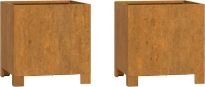 Image de Bac à plantes avec pieds 2 pcs. Rouillé 32x30x33 cm acier corten