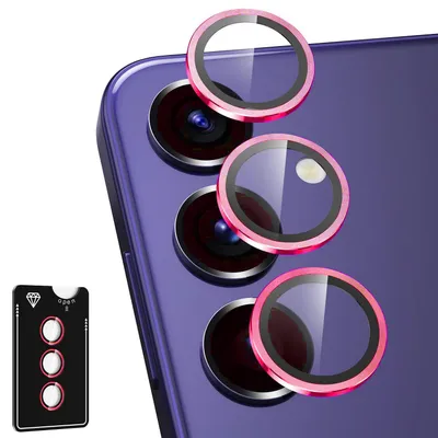 Obrázek produktu pro Pro Samsung Galaxy S25 5G Hliníkový ochranný kroužek na fotoaparát + H9 Tvrzené tvrzené sklo Red