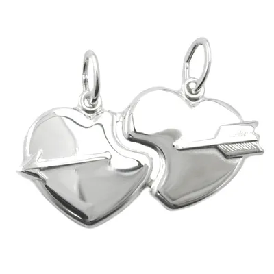 Produktbild von Anhänger 30x16mm Doppelanhänger 2 Herzen mit Pfeil glänzend Silber 925 silber 30x16mm