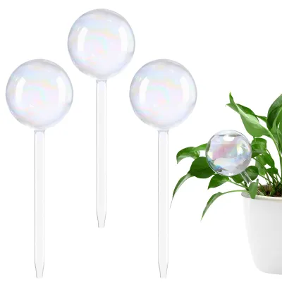 Imagen del producto de Esferas para riego de plantas de 200 ml - Sistema de auto-riego - 3 unidades - Para interior/exterior - Vidrio - Diámetro de 7 cm - Regadera para plantas