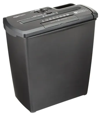 Obrázek produktu pro AmazonBasics Skartovačka dokumentů 7 8 listů Skartovačka CD s proužkovým řezem Skartovačka papíru Efektivní úspora energie v kanceláři