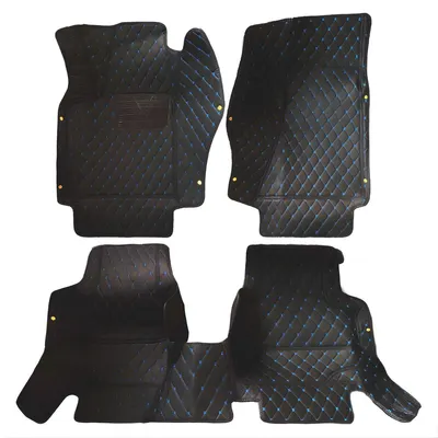 Produktbild von Auto Fußmatten Set 4-teilig Universal 2009–2017 – Kunstleder Schwarz Blau Antirutsch Auto Innenraum Schutz