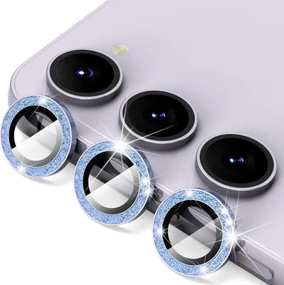 Obrázok produktu pre Pre Samsung Galaxy S24 Plus Hliníkový trblietavý krúžok fotoaparátu + tvrdé sklo H9 Blue