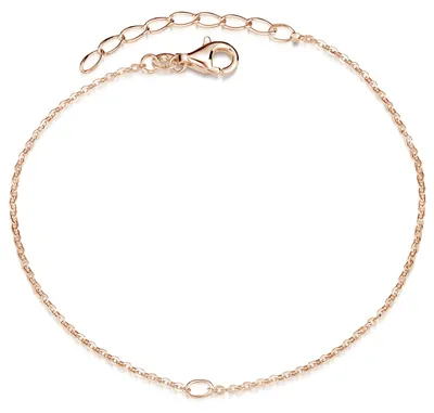 Produktbild von MATERIA Charms Armband Rosegold mit Öse - 925 Silber Damen Armkette rose vergoldet 18-21cm verstellbar SA-123-Rose
