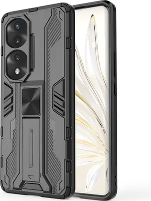 Produktbild von Honor 70 Pro Hülle, Dual Layer PC TPU Bumper Stoßfest Ständer Schutzhülle für Honor 70 Pro Schwarz