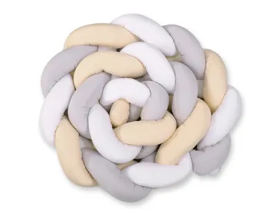 Image de Coussin de protection tressé pour lit 360cm blanc-gris-beige
