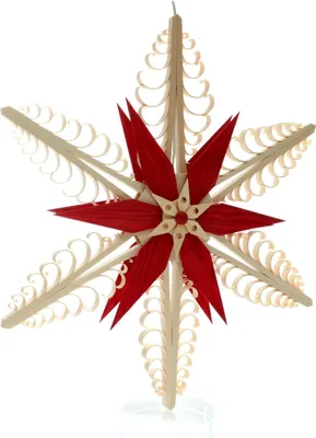 Produktbild von Fensterschmuck Spanstern el. Beleuchtet Mitte mit 2 Sterne Rot (beidseitig) BxHxT=40x40x5cm NEU