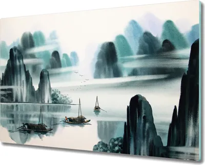 Produktbild von Coloray Herdabdeckplatte 80x52 cm Schneidebrett Kochplattenabdeckung Küchenbrett Hackbrett - chinesische Boote