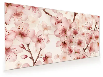 Produktbild von Küchenrückwand Spritzschutz Glas mit Motiv Kirschblüten 40 x 40 cm