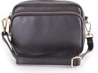 Image de Sac bandoulière en cuir Giuliano - noir - Fabriqué en Italie