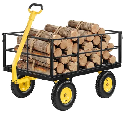 Produktbild von VEVOR Bollerwagen 116,8x76x77,5 cm, Transportwagen 635 kg, Gartenwagen, Gerätewagen, 2-in-1-Handwagen, mit All-Terrain-Reifen, abnehmbaren Seitenteilen aus Netzmaterial & um 180° drehbarem Griff