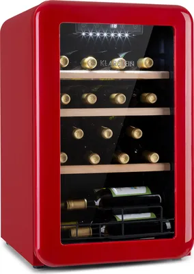 Produktbild von Klarstein Weinkühlschrank, Getränkekühlschrank Schmal, Kühlschrank mit Glastür, Getränkekühlschränke Freistehend, Weinkühlschrank Klein, Weinkühlschränke 1 Zone, UV-Schutz, 4-22 °C, 19 Flaschen