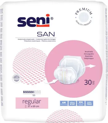 Produktbild von Inkontinenzvorlagen Seni San Regular (1 Karton: 4 x 30 Stück)>>>>