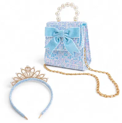 Produktbild von Kinderhandtasche mit Diadem Mademoiselle - Blau | by Great Pretenders