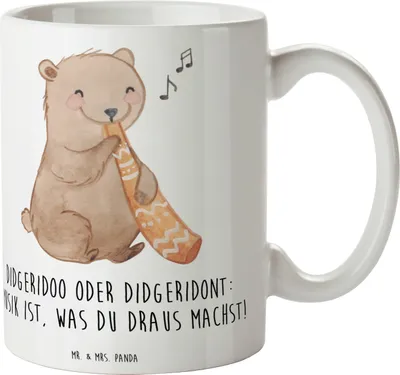 Produktbild von Mr. & Mrs. Panda Tasse Didgeridoo Musik - Weiß - Geschenk, Lernen, Spielen, Kaffeebecher, Instrument, haferl, traditionell, spirituell, Blasinstrument, Kultur, Teebecher
