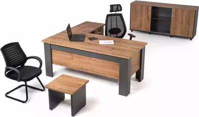 Image de Bureau marron Ensemble complet de bureau Table Armoire Bureau d'angle
