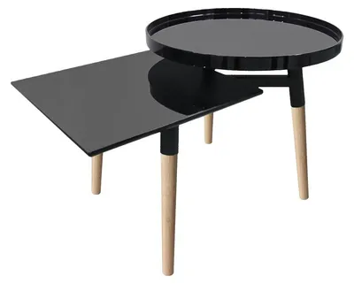 Image de Table d'appoint Butler 200 en Bambou et MDF Noir Brillant