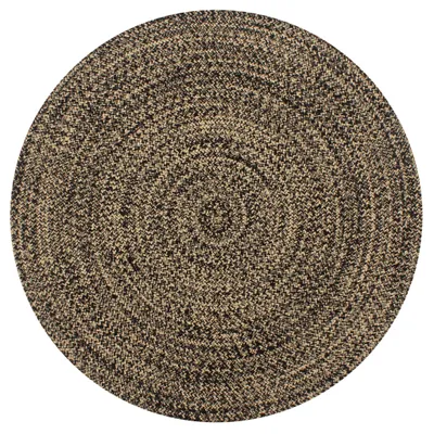 Image de Tapis fait à la main Jute Noir et naturel 120 cm