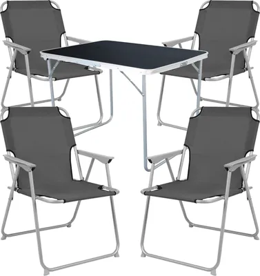 Produktbild von 5-tlg Camping Set Gartenmöbel Campingtisch 4 Campingstuhl Klappstuhl