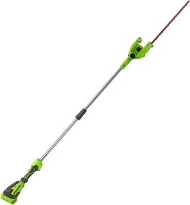 A pole hedge trimmer is shown against a white background.