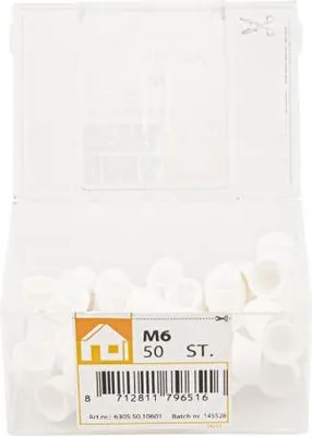 Immagine prodotto di Dado di copertura M6 in plastica bianca confezione da 50 pz.