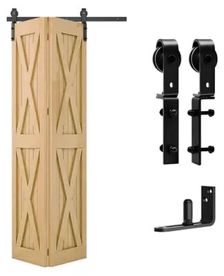 Image de Rail de porte coulissante pliante - Ensemble de quincaillerie - 100 cm - Noir