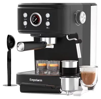 Immagine prodotto di Macchina per caffè espresso, termometro integrato, montalatte, 04E-nero, EU-a