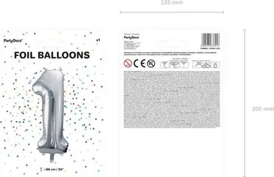 Immagine prodotto di Palloncino in foil argento Numero "1" - Impressionante 86 cm, ideale per compleanni e anniversari! Create momenti indimenticabili con il nostro elegante palloncino!