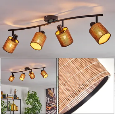 Produktbild von Dumenza moderne Deckenlampe aus Metall/Bambus in Schwarz/Braun