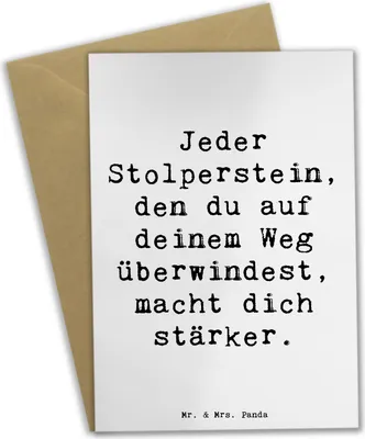 Produktbild von Mr. & Mrs. Panda Grußkarte Spruch Stolpersteine im Alltag meistern - Weiß - Geschenk, Lebensfreude, Trost, Vertrauem, Hoffnung schenken, osterkarten, positive Gedanken