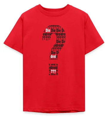 Produktbild von Spreadshirt Die Drei Fragezeichen Kids Logo Schwarz Weiß Teenager T-Shirt, 152/164 (12-14 Jahre), Rot